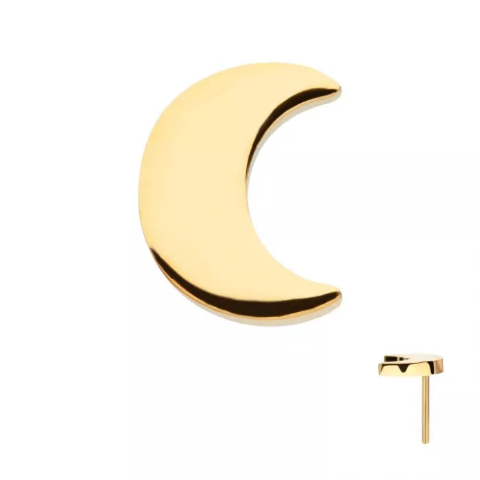 24Kt Gold PVD Titanium Threadless Crescent Moon Top