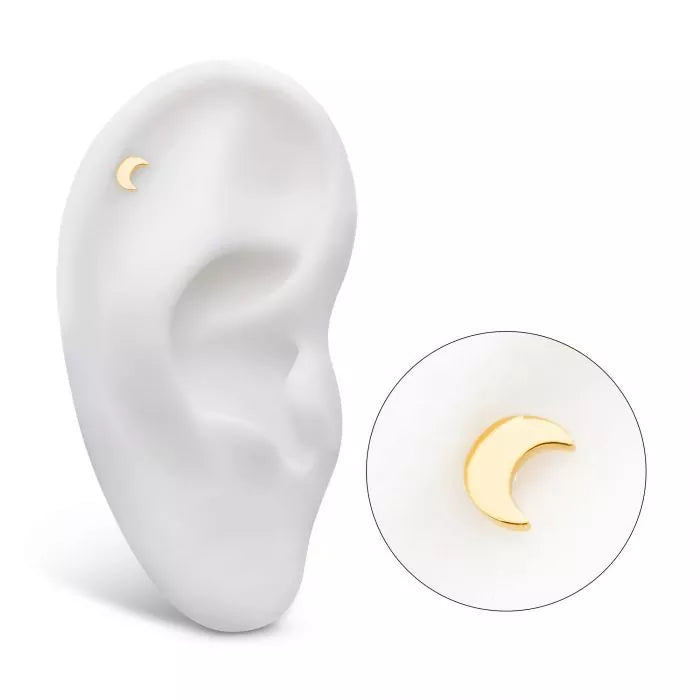 24Kt Gold PVD Titanium Threadless Crescent Moon Top