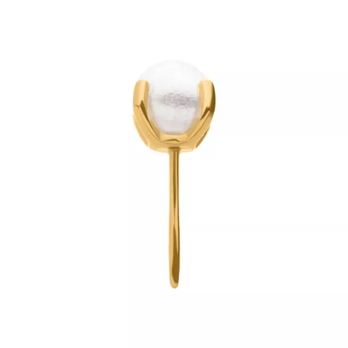 24Kt Gold PVD Titanium Threadless Prong Set White Pearl Top