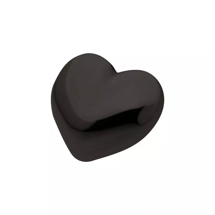 Black PVD Titanium Threadless Puffed Heart Top
