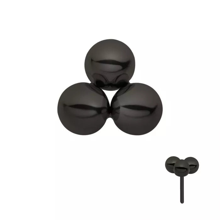 Black PVD Titanium Threadless Trinity Ball Top – Elite Body Piercing