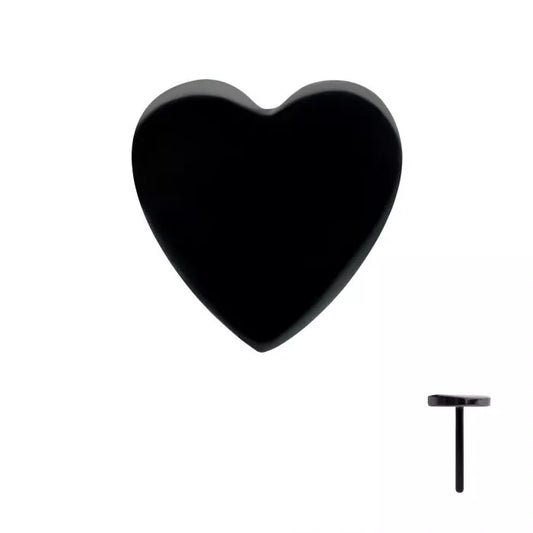 Black PVD Titanium Threadless Flat Heart Top