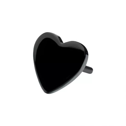 Black PVD Titanium Threadless Flat Heart Top