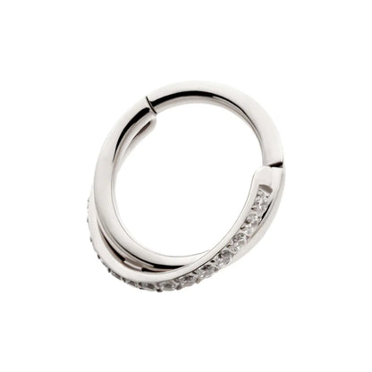 Titanium Double Hoop Side Facing Hinged Segment Clicker with CNC Set Round CZ