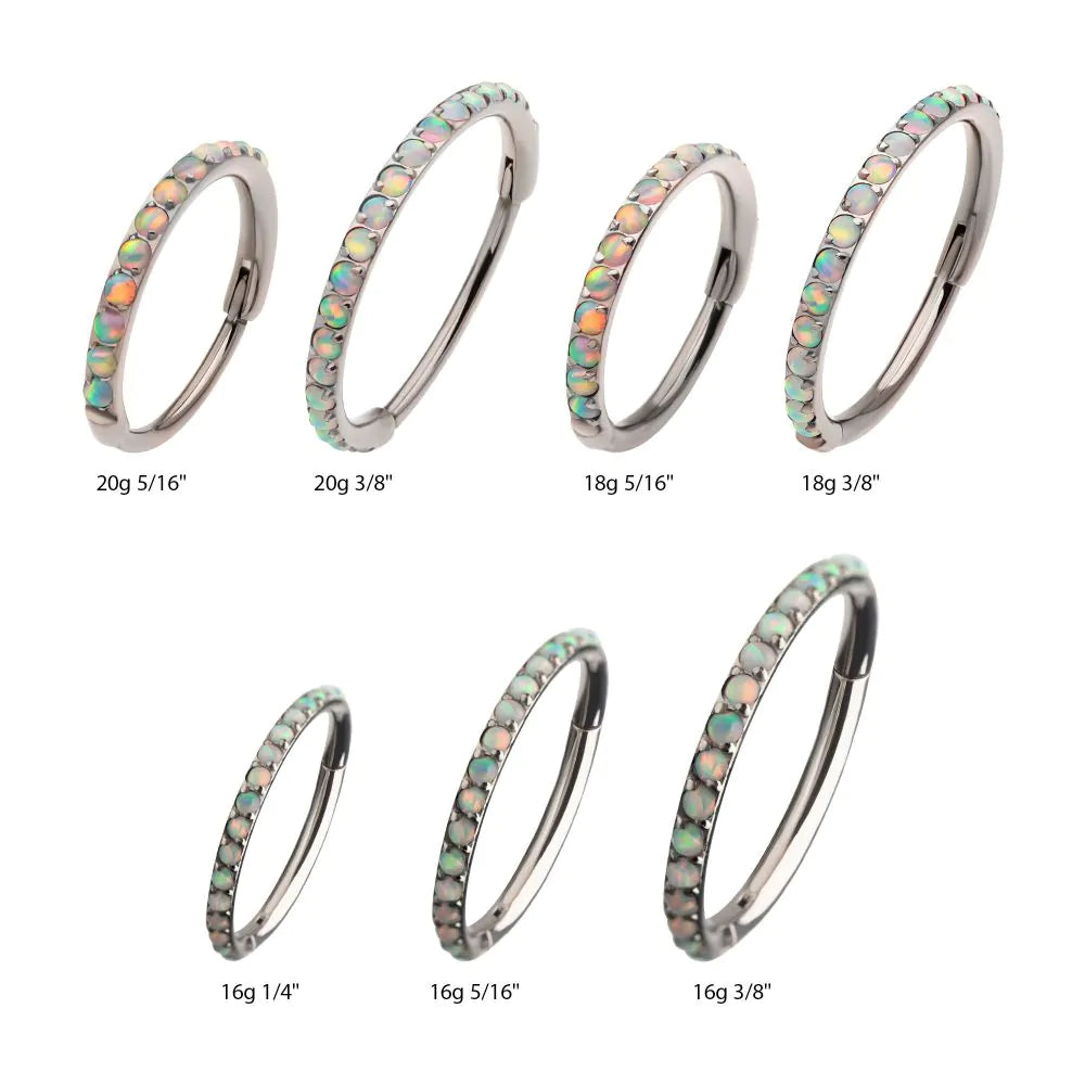 1mm CNC Set White Opal Eternity Gem Titanium Side Facing Hinged Segment Clicker