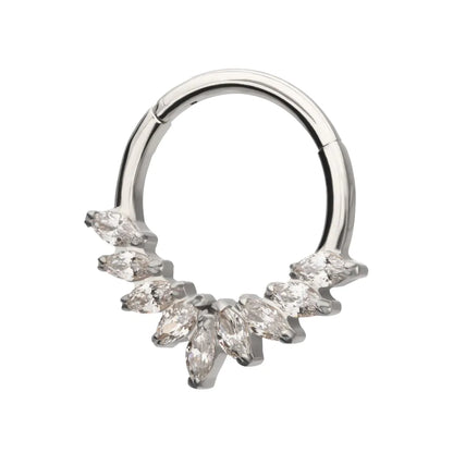 Titanium 9 Gem Marquise Cluster Front Facing Hinged Segment Clicker