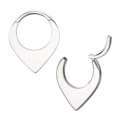 Titanium Teardrop Flat Hoop Front Facing Hinged Segment Clicker