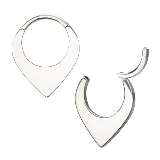 Titanium Teardrop Flat Hoop Front Facing Hinged Segment Clicker