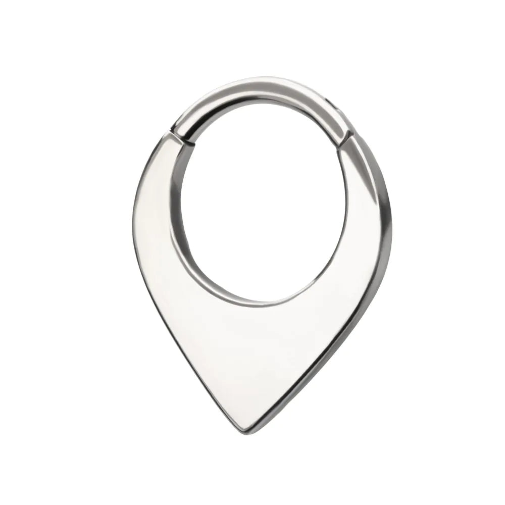 Titanium Teardrop Flat Hoop Front Facing Hinged Segment Clicker