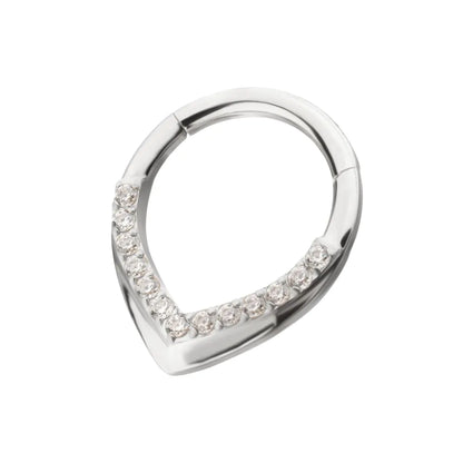 Titanium Pave Gem V-Shape Front Facing Hinged Segment Clicker