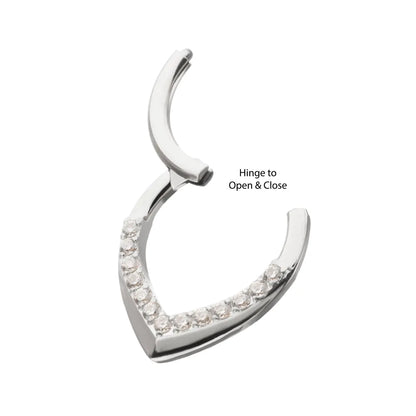 Titanium Pave Gem V-Shape Front Facing Hinged Segment Clicker