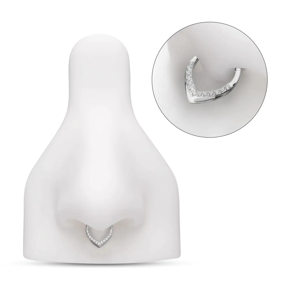 Titanium Pave Gem V-Shape Front Facing Hinged Segment Clicker