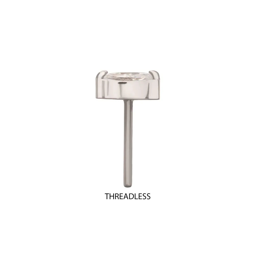 Titanium Threadless Double V-Prong 3mm Marquise Gem Top