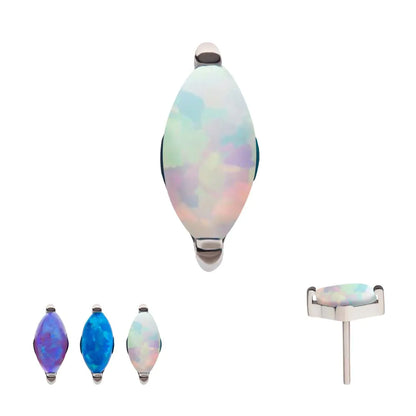 Titanium Threadless with 2-Prong Marquise Opal Top