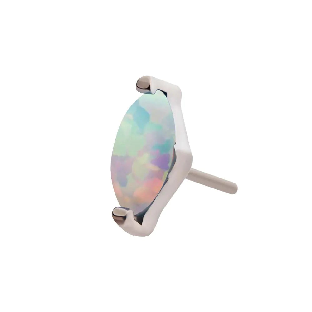 Titanium Threadless with 2-Prong Marquise Opal Top