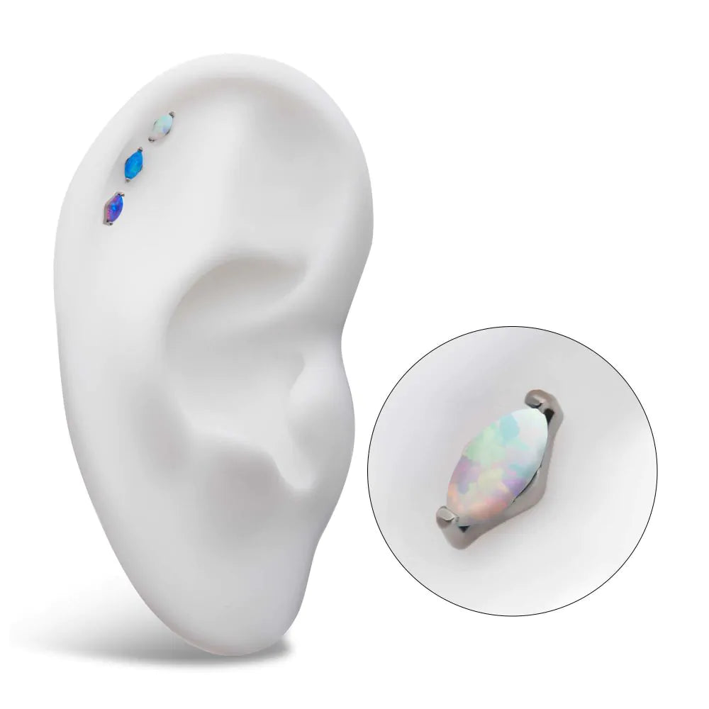 Titanium Threadless with 2-Prong Marquise Opal Top