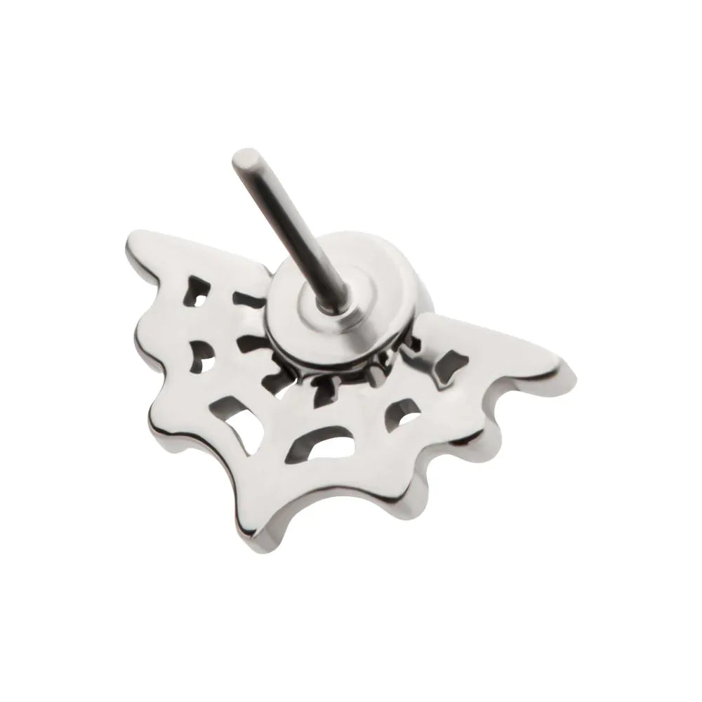 Titanium Threadless Bezel Set CZ Spiderweb Top