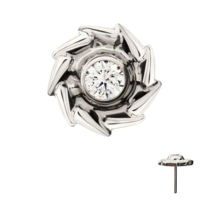 Titanium Threadless Vortex Spiral Top with Bezel Set Gem
