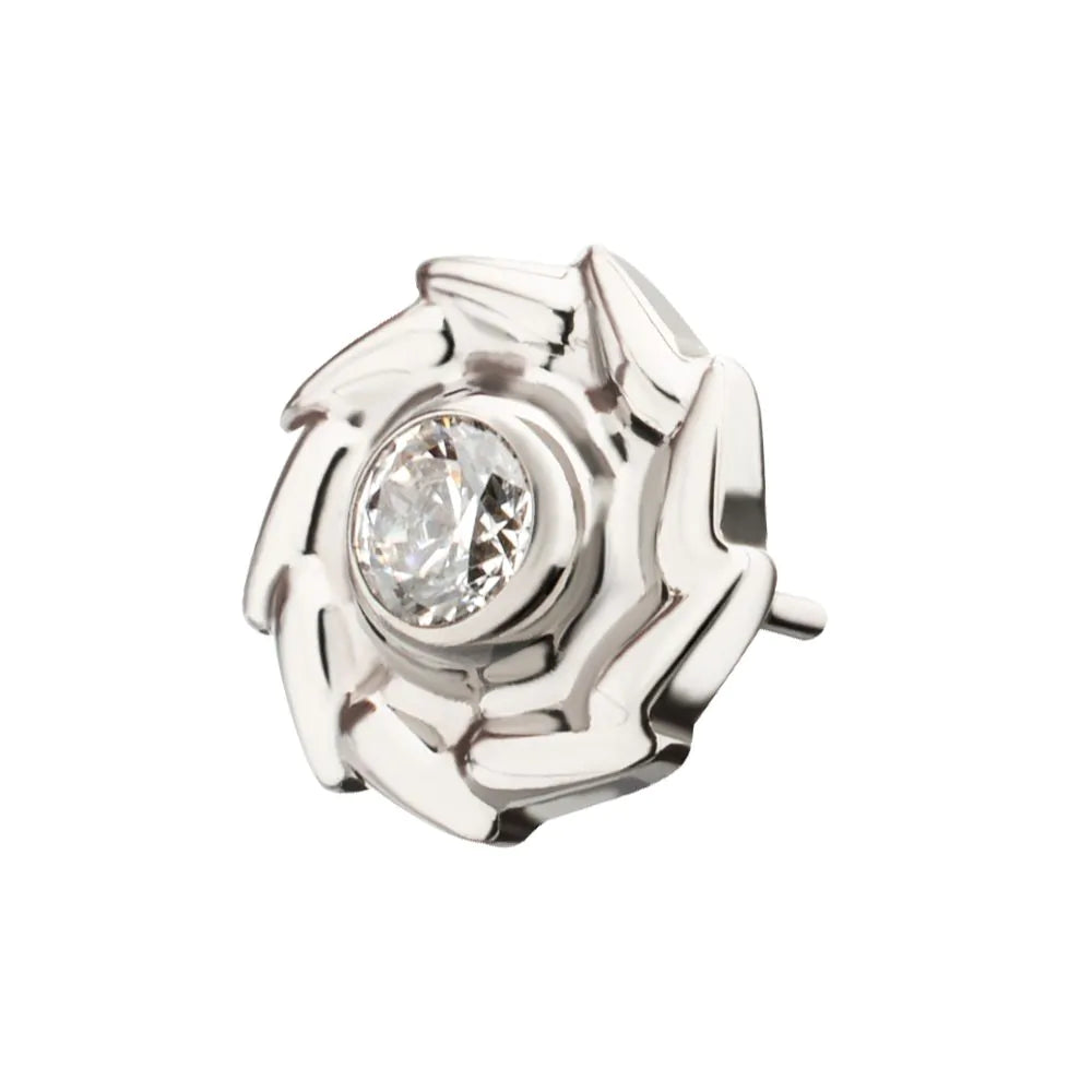 Titanium Threadless Vortex Spiral Top with Bezel Set Gem