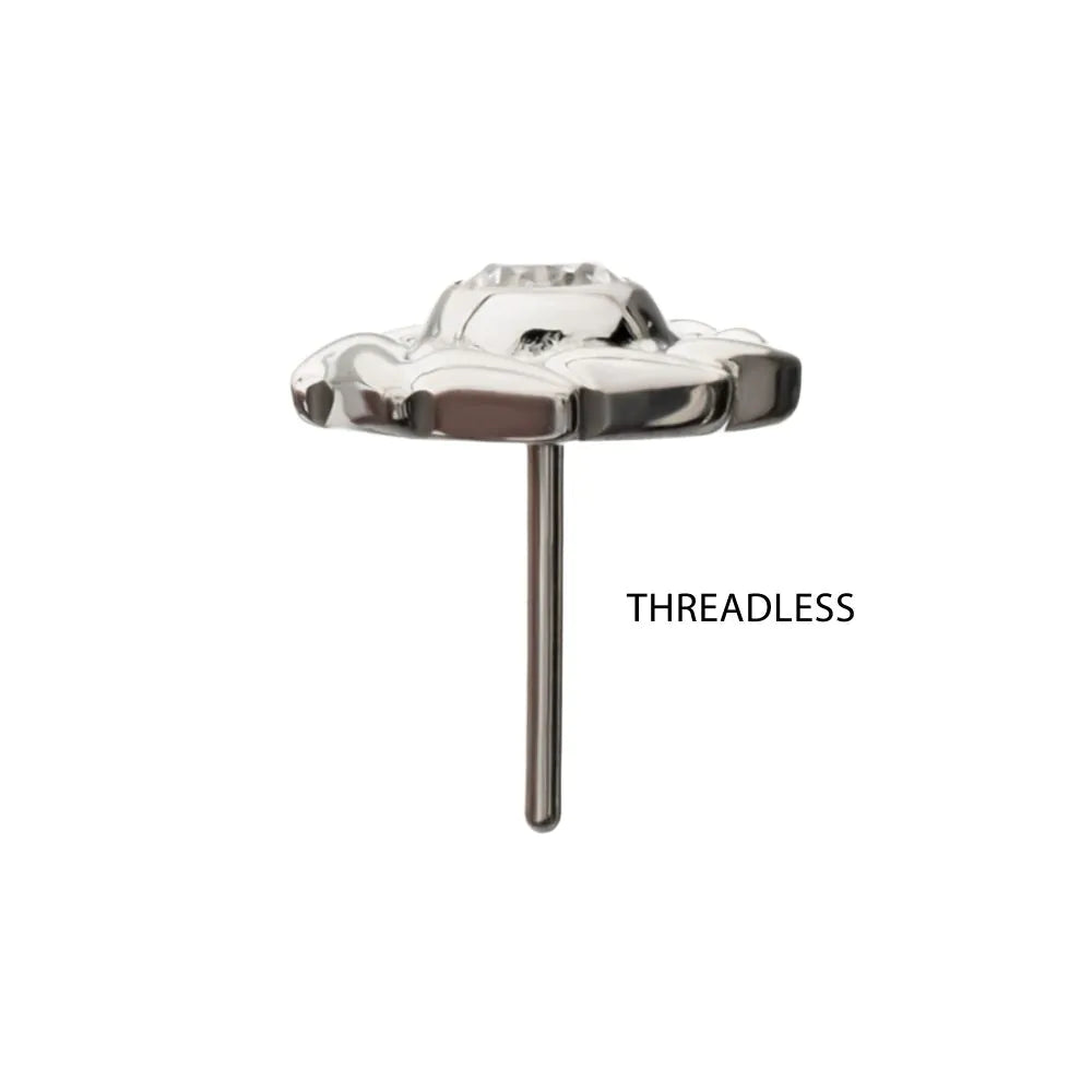 Titanium Threadless Vortex Spiral Top with Bezel Set Gem