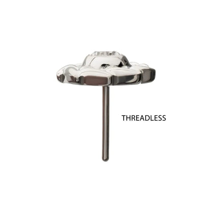 Titanium Threadless Vortex Spiral Top with Bezel Set Gem