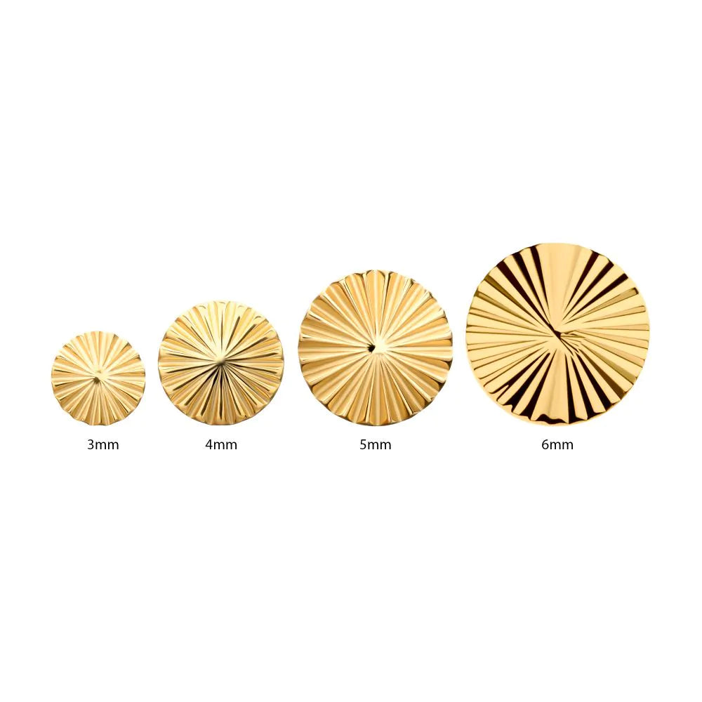 24Kt Gold PVD Titanium Threadless Radiant Corrugated Round Top