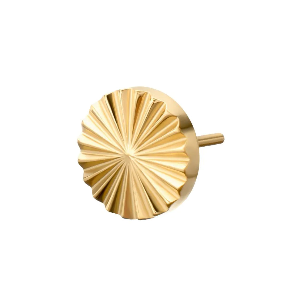 24Kt Gold PVD Titanium Threadless Radiant Corrugated Round Top