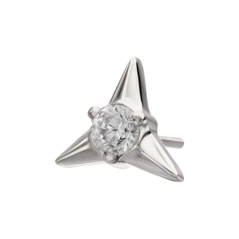 Titanium Threadless Triangle Shape Top with Prong Set Gem