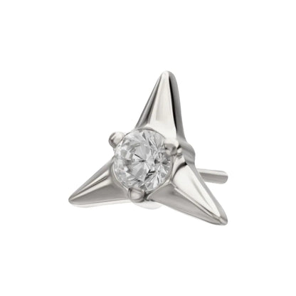 Titanium Threadless Triangle Shape Top with Prong Set Gem