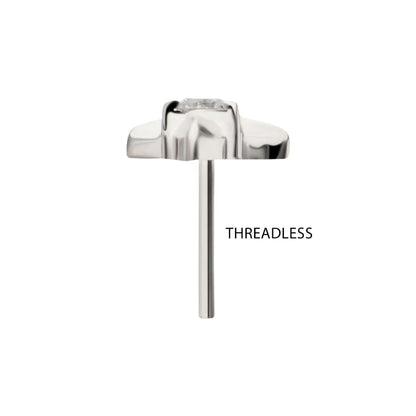 Titanium Threadless Triangle Shape Top with Prong Set Gem