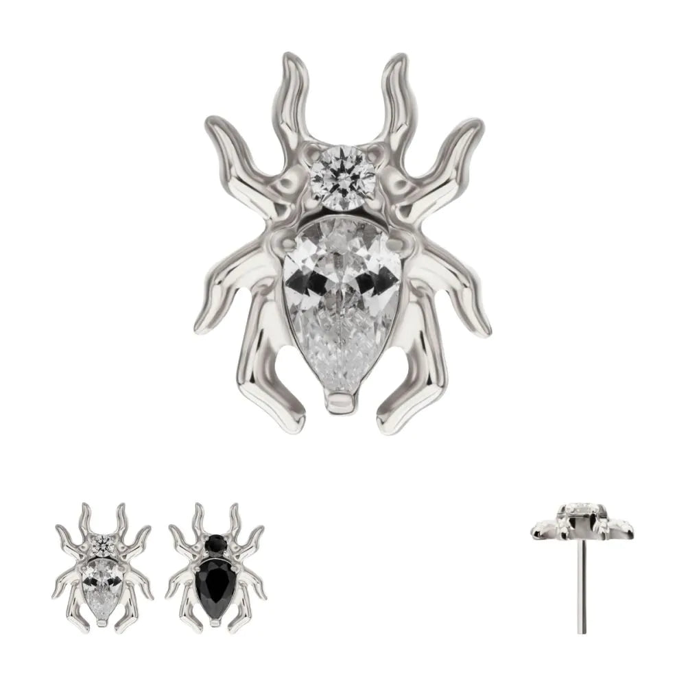 Titanium Threadless Spider Top with Teardrop & Round Gem