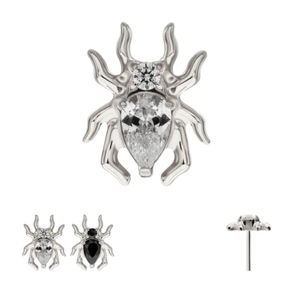 Titanium Threadless Spider Top with Teardrop & Round Gem