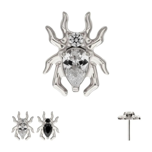 Titanium Threadless Spider Top with Teardrop & Round Gem