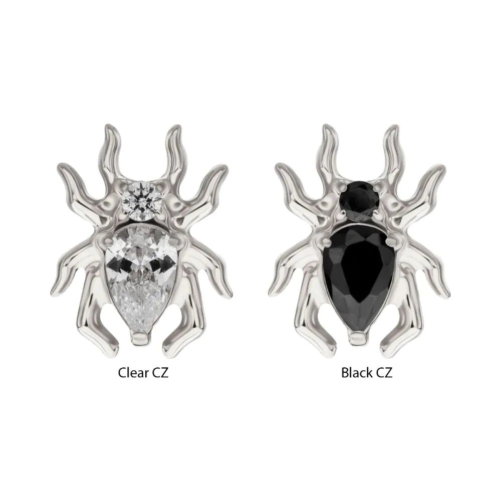 Titanium Threadless Spider Top with Teardrop & Round Gem