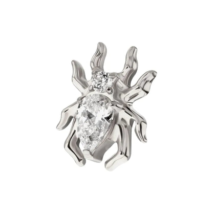 Titanium Threadless Spider Top with Teardrop & Round Gem