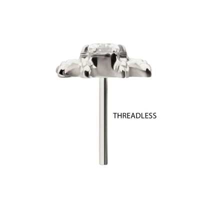 Titanium Threadless Spider Top with Teardrop & Round Gem