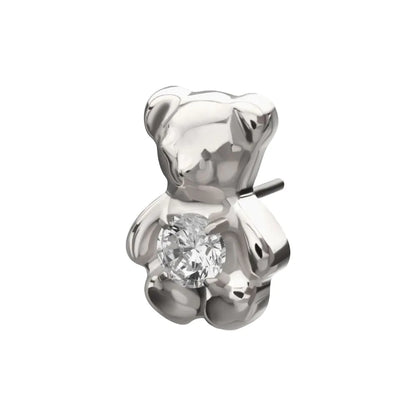 Titanium Threadless Prong Set Gem Teddy Bear Top