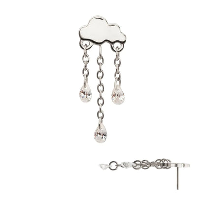 Titanium Threadless Cloud Top with Triple Floating CZ Dangle