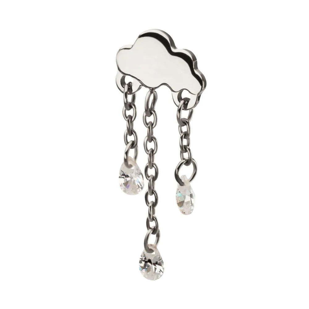 Titanium Threadless Cloud Top with Triple Floating CZ Dangle
