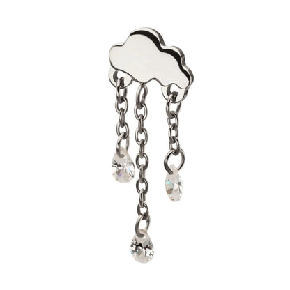Titanium Threadless Cloud Top with Triple Floating CZ Dangle