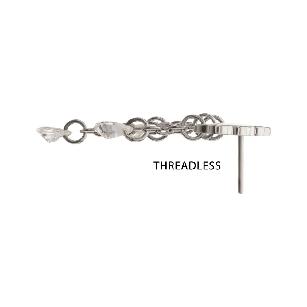 Titanium Threadless Cloud Top with Triple Floating CZ Dangle