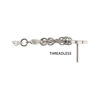 Titanium Threadless Cloud Top with Triple Floating CZ Dangle