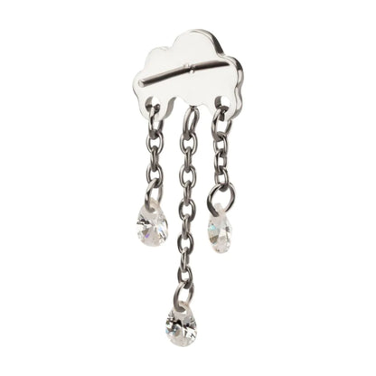 Titanium Threadless Cloud Top with Triple Floating CZ Dangle