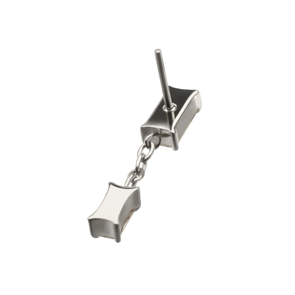 Titanium Threadless Double Baguette Prong Set Gem Dangle Top