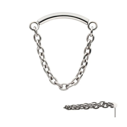 Titanium Threadless Dangle Chain Curved Bar Top