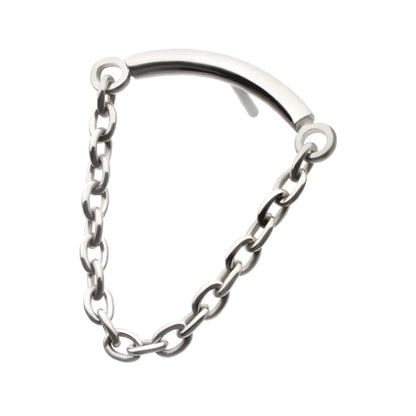 Titanium Threadless Dangle Chain Curved Bar Top