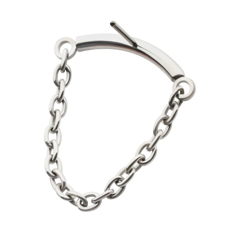 Titanium Threadless Dangle Chain Curved Bar Top