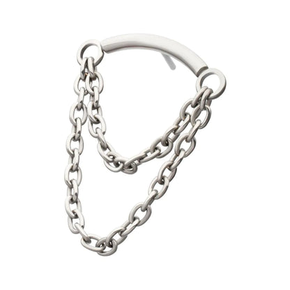 Titanium Threadless 2-Tier Dangle Chain Curved Bar Top