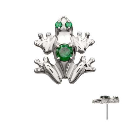 Titanium Threadless Frog Top with Prong Set CZ Gem
