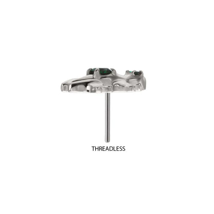 Titanium Threadless Frog Top with Prong Set CZ Gem